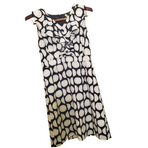 Rafaella Womens Black and White Polka Dot Ruffle Collar Dress Sz 10